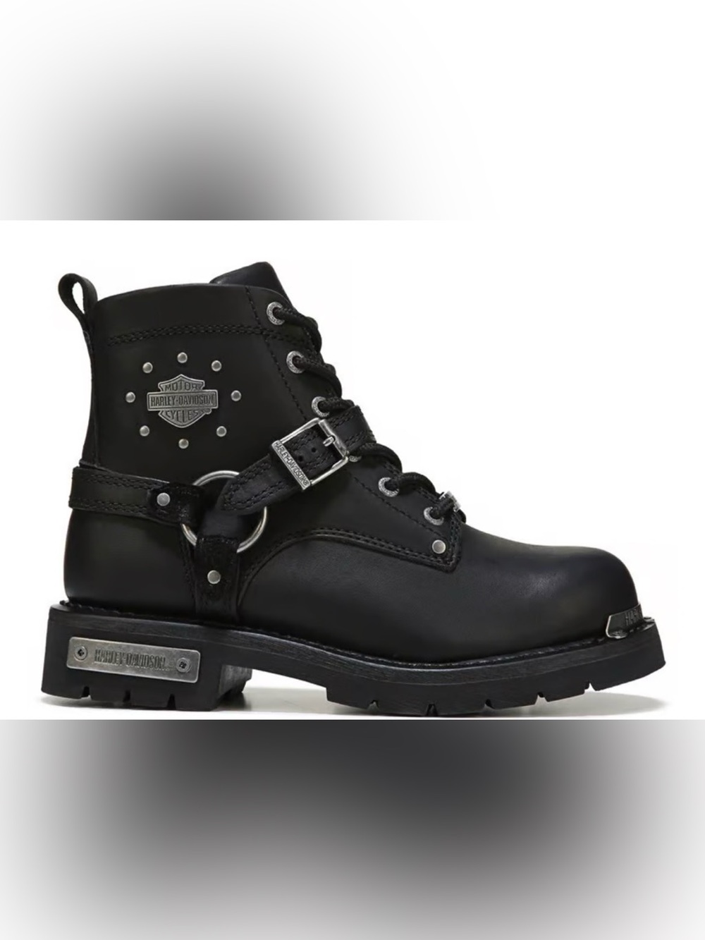 Harley-Davidson Black Studded Leather Harness Boot Brand New new women size 8,5
